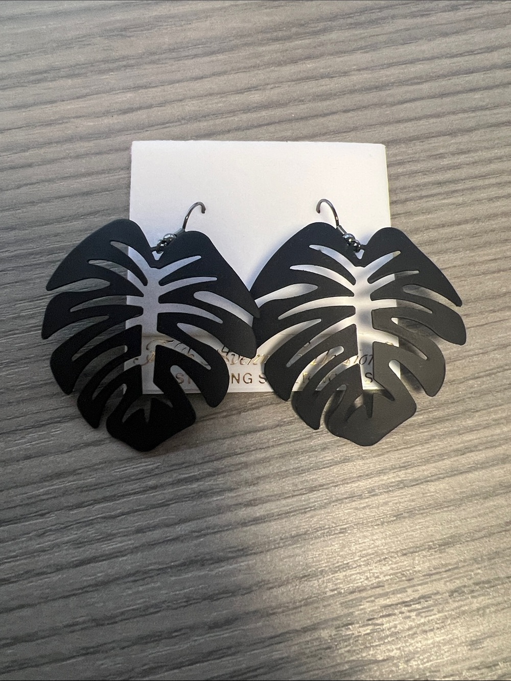 Black Monstera Leaf Drop Earrings